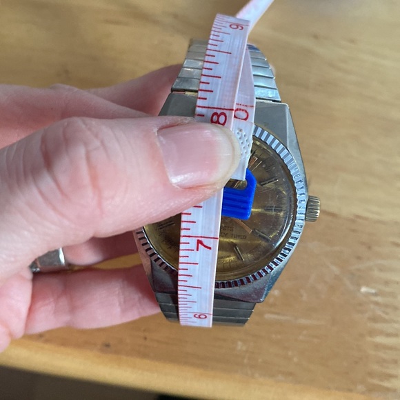 Longreene mens watch windup 21 jewels metallic gold face metal 8 inch strap - Picture 8 of 13